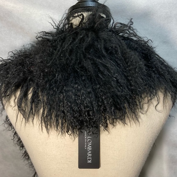 Guido Lombardi Made in Italy Leather Fur Black Shawl Scarf - Picture 2 of 8